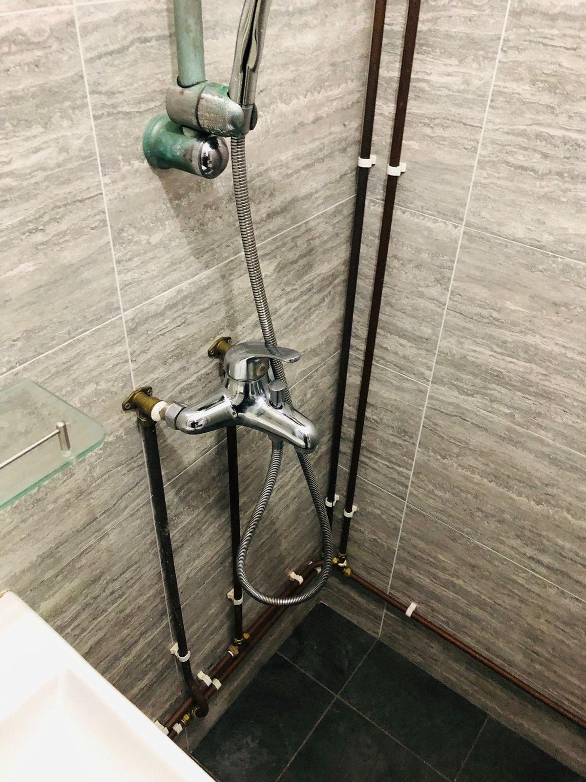 Clean bathroom shower area